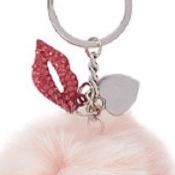 Pink Faux Fur Pom Pom Charm Keyholder - Picture 5 of 5